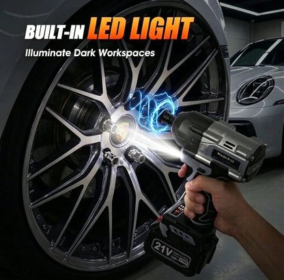 🔥2026 HOT SALE⏰️1000N.m Cordless Impact Wrench, All-Metal Cordless Impact Gun with 2*4.0Mah