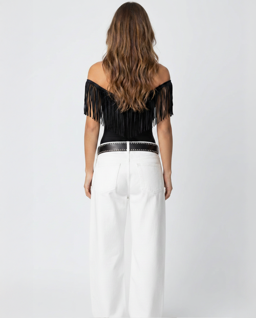 Luxe Black Fringe Top